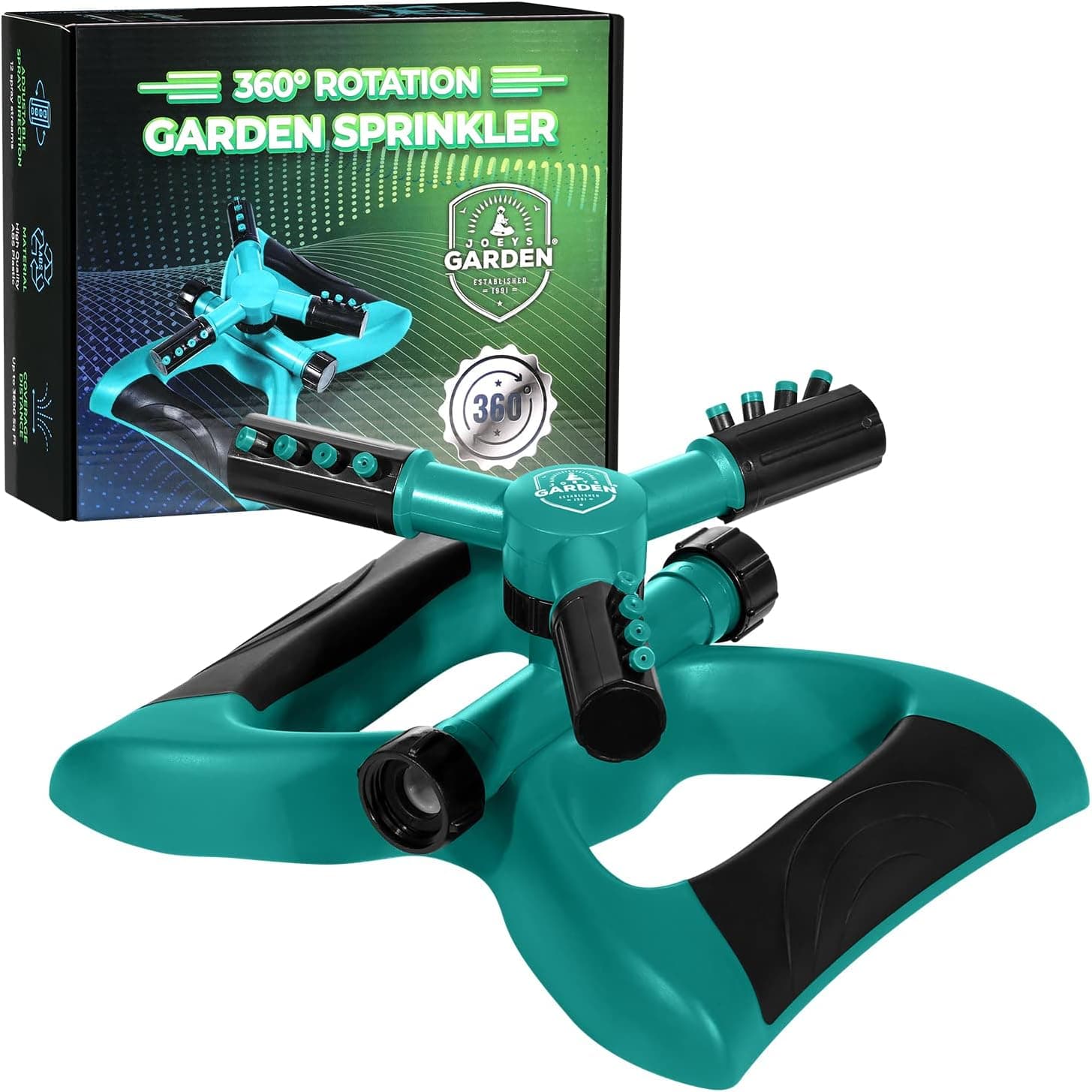 Joey's 360 Degree Rotating Lawn Sprinkler, Weighted Base