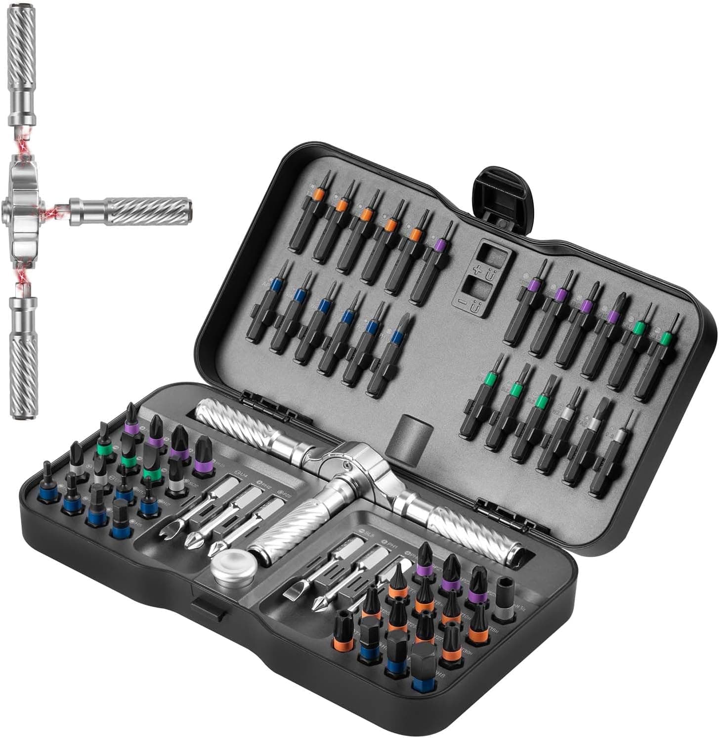 VMAN Ratchet Screwdriver Set with S2 Bits and Flexible Shaft