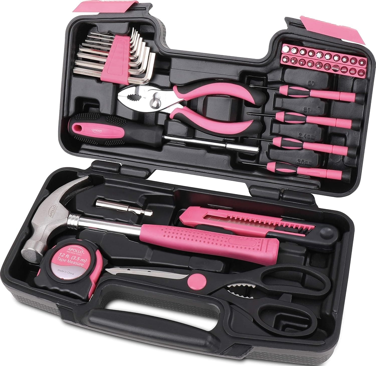 Apollo Tools 39 Piece General Household Tool Set, Pink DT9706P