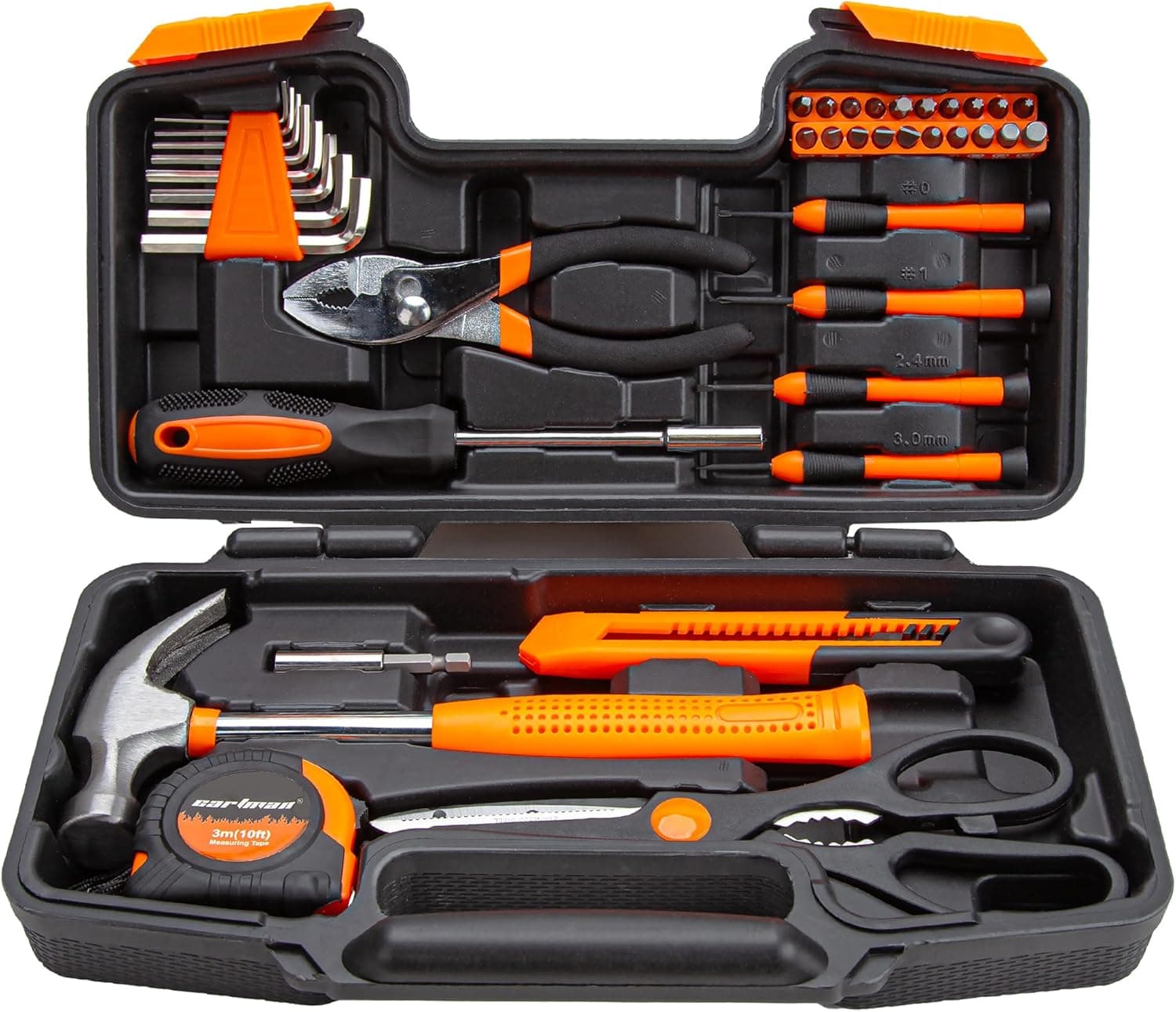 CARTMAN 39-Piece Household Tool Set, Orange, with Storage Case